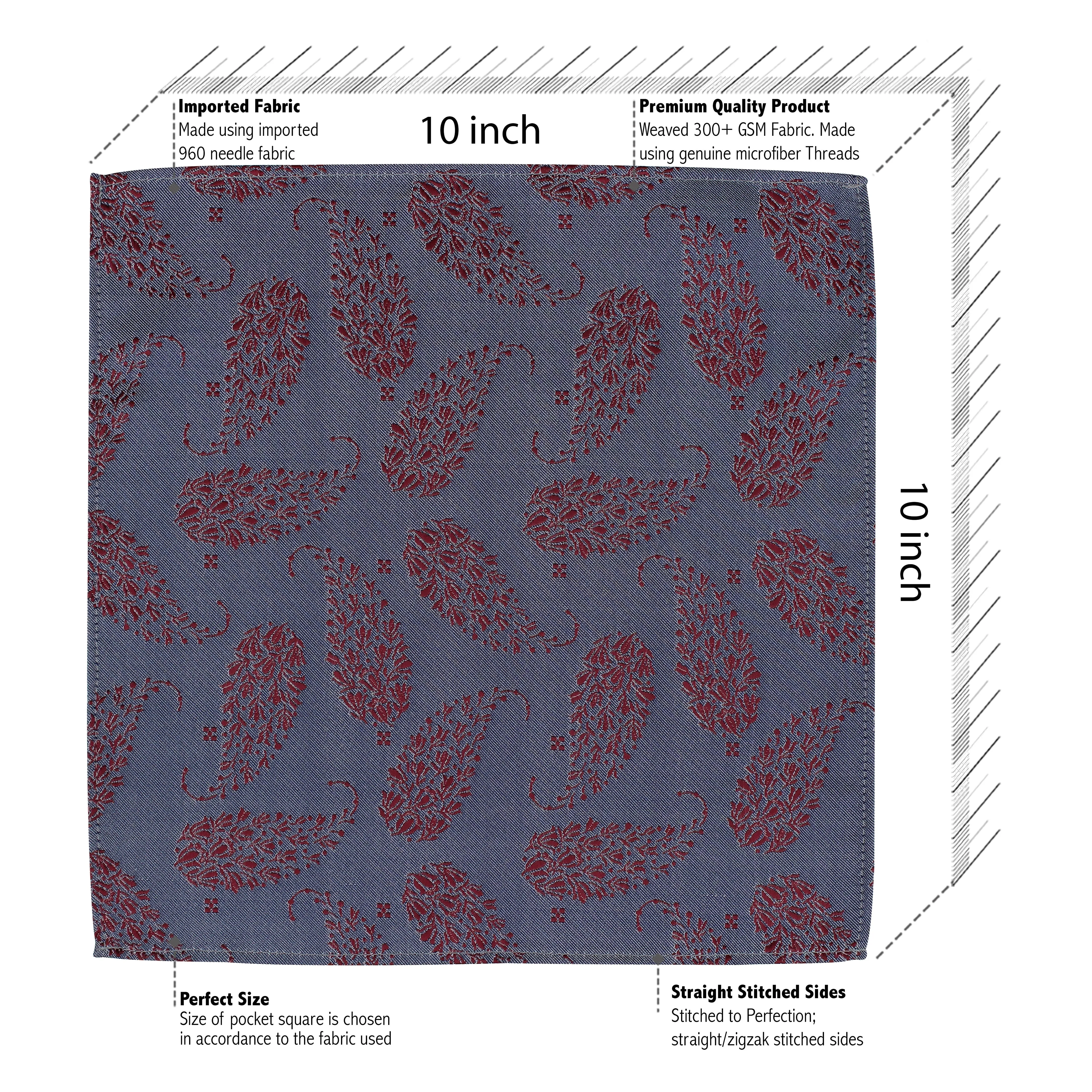 Kovove The Twining Paisley Blue Pocket Square For Men