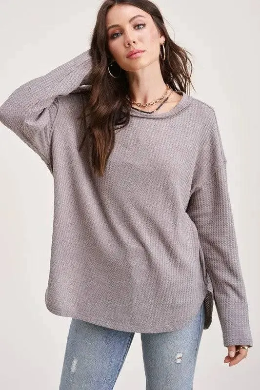 La miel long sleeved waffle top