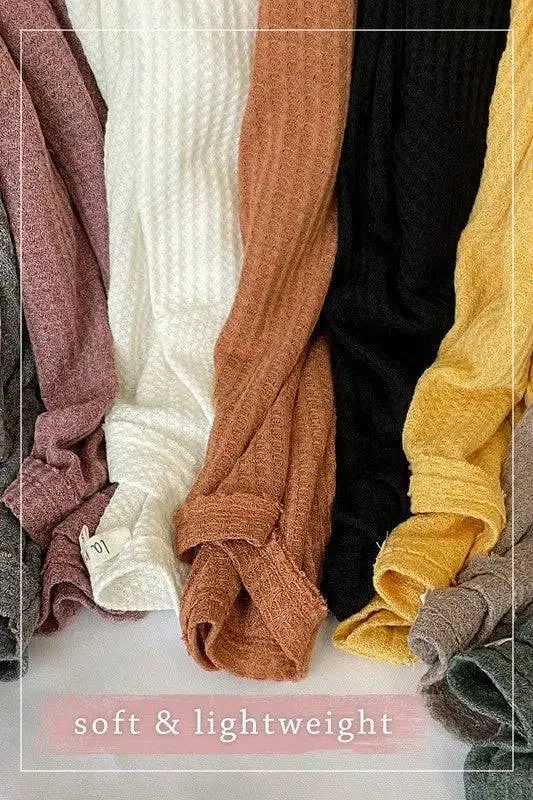 La miel long sleeved waffle top