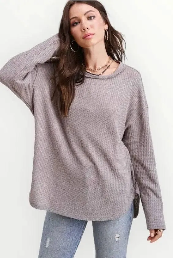 La miel long sleeved waffle top