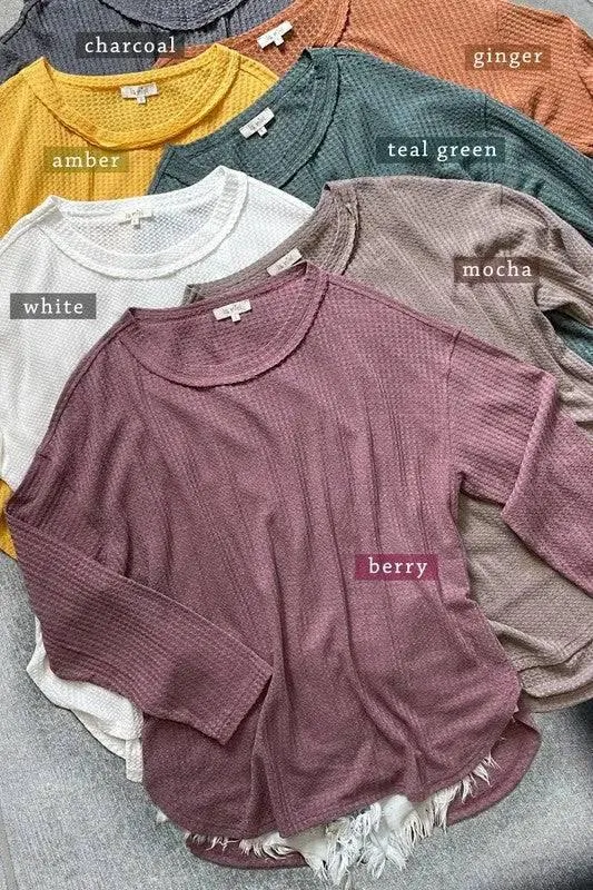 La miel long sleeved waffle top