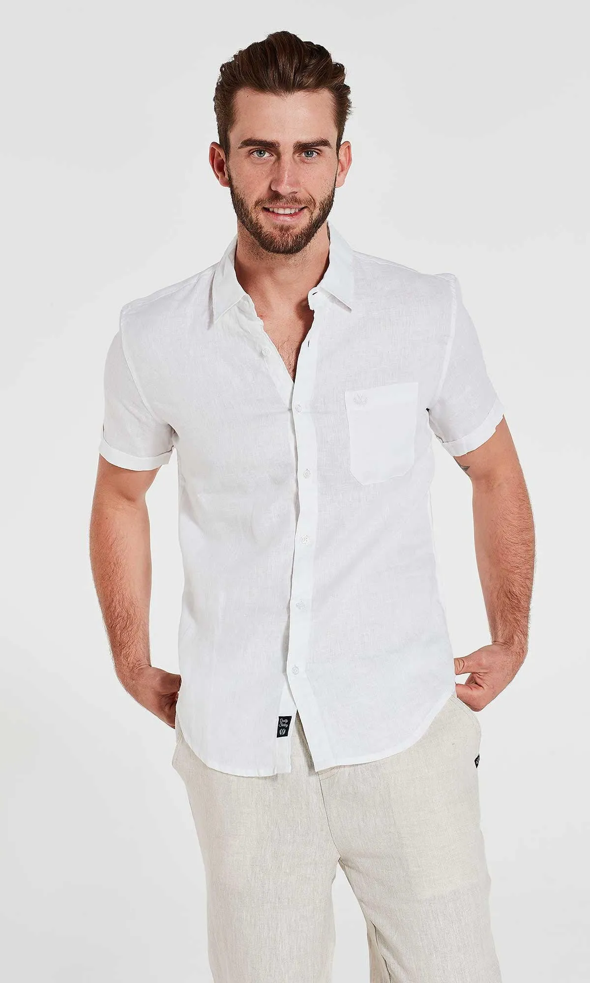 Linen Shirt Short Sleeve White