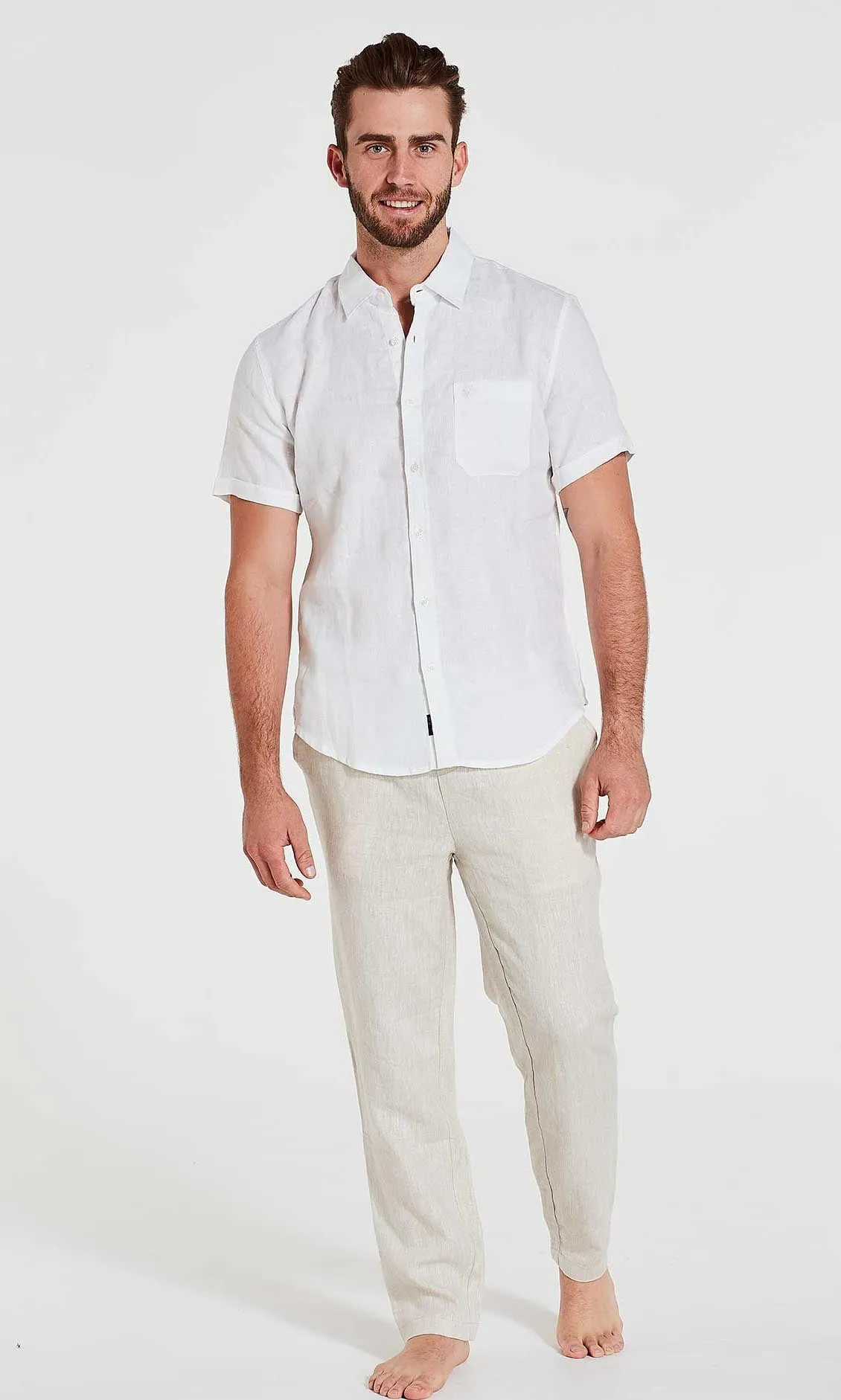 Linen Shirt Short Sleeve White