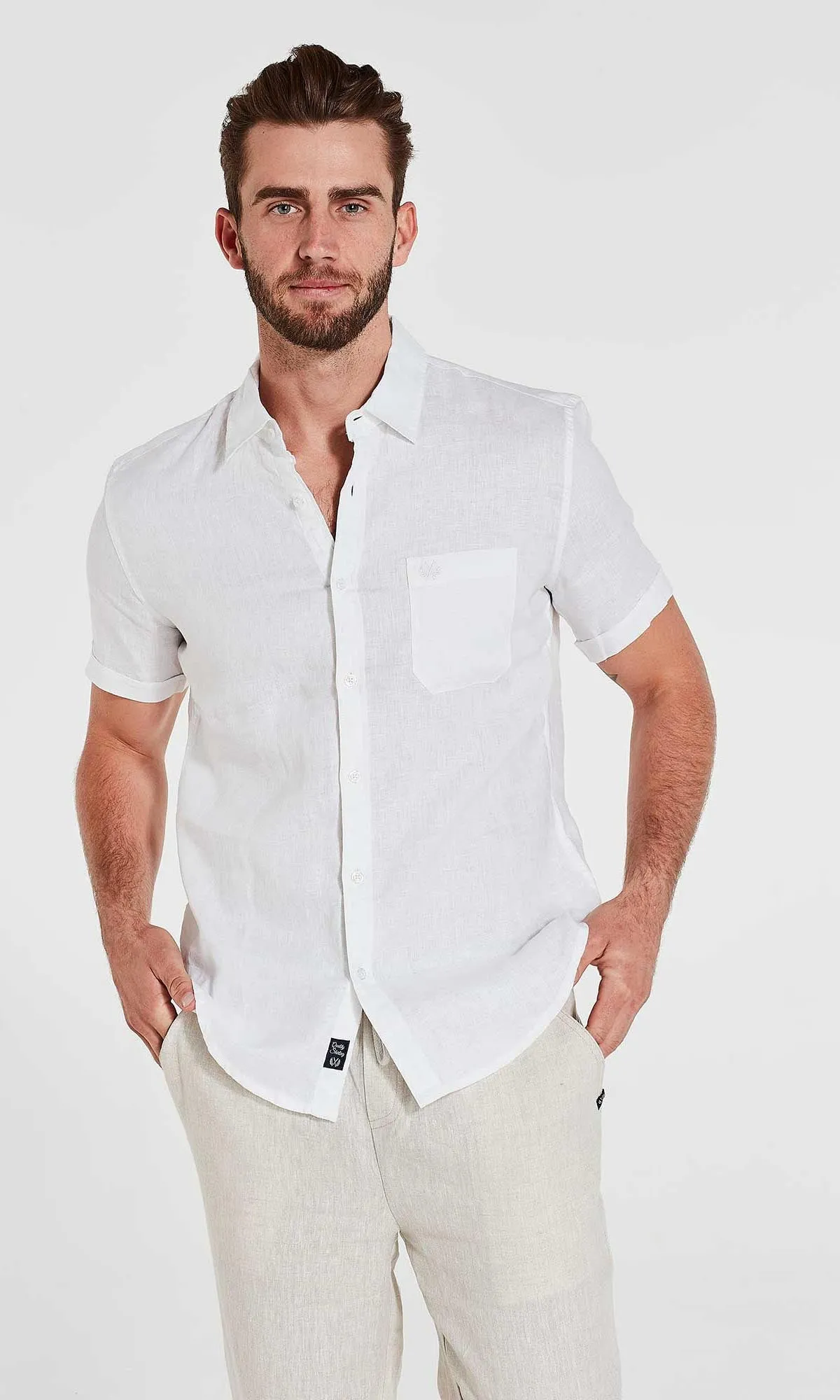 Linen Shirt Short Sleeve White