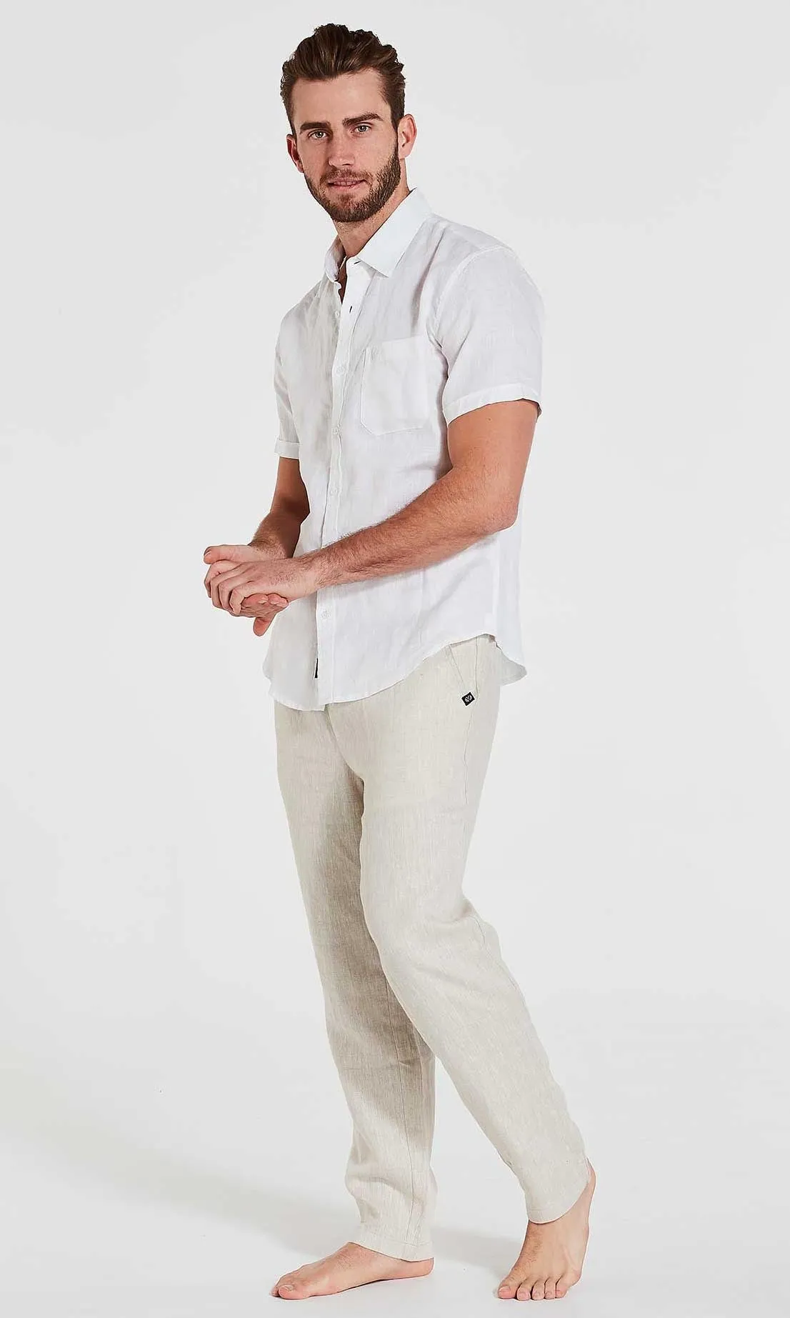 Linen Shirt Short Sleeve White