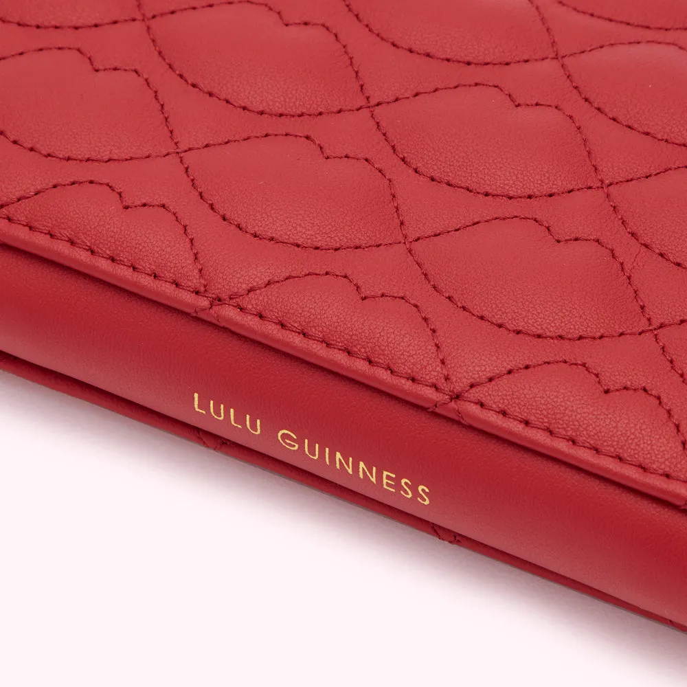 LULU RED LIP QUILTED LEATHER TANSY WALLET