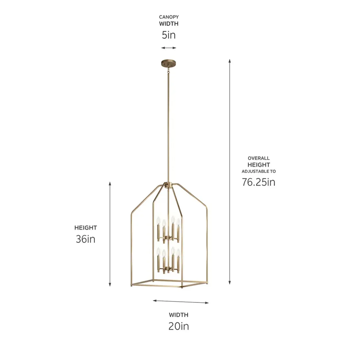 Madden 20" 8-Light Pendant Light, Champagne Bronze Finish