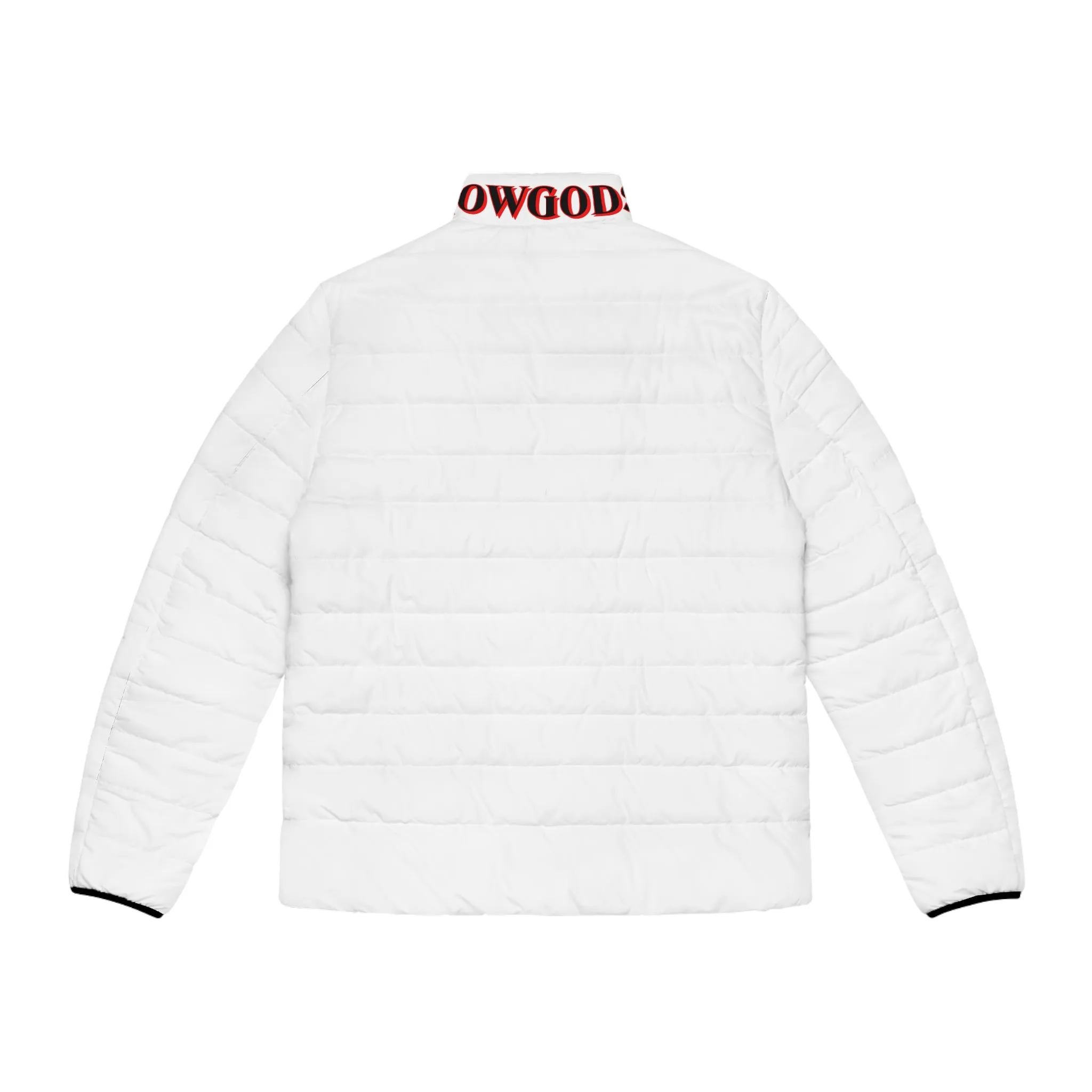 Men's CROWGODSHI 2nd GEN Puffer Jacket, WHITE W/ RED LOGO