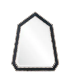 Navy Leather Wrapped Mirror by Michael S. Smith