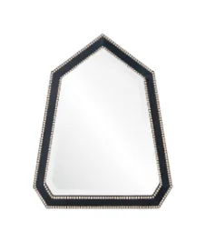 Navy Leather Wrapped Mirror by Michael S. Smith