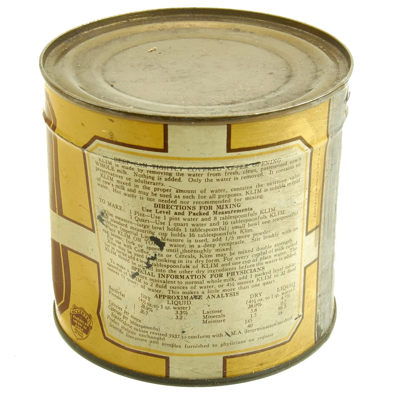 Original U.S. WWII American Red Cross Prisoner of War Food Package No. 10