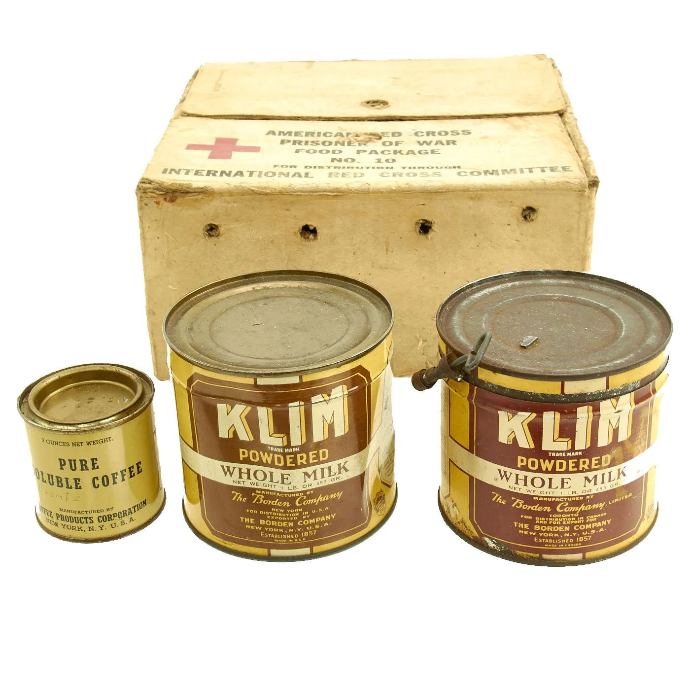 Original U.S. WWII American Red Cross Prisoner of War Food Package No. 10