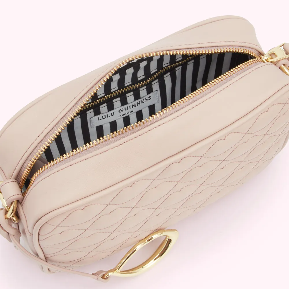 PEBBLE PINK SMALL QUILTED LIP ASHLEY LEATHER CROSSBODY BAG