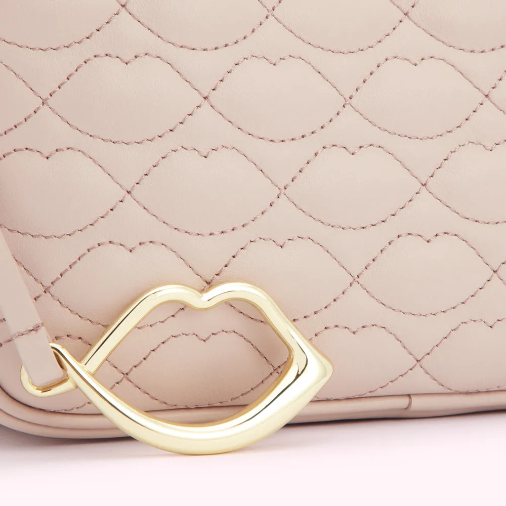 PEBBLE PINK SMALL QUILTED LIP ASHLEY LEATHER CROSSBODY BAG