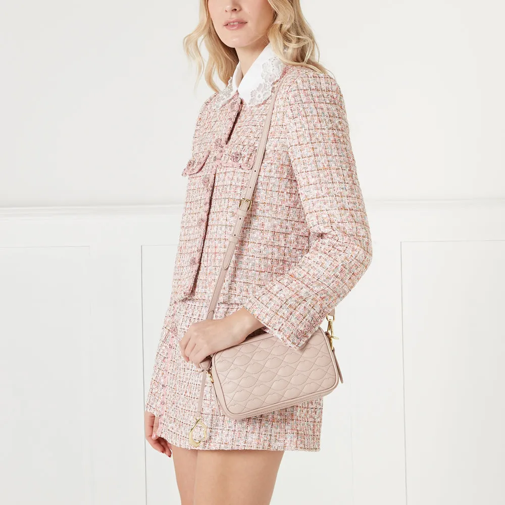 PEBBLE PINK SMALL QUILTED LIP ASHLEY LEATHER CROSSBODY BAG