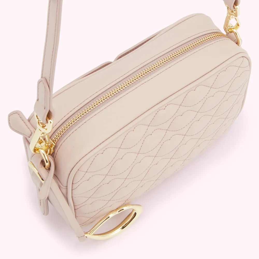 PEBBLE PINK SMALL QUILTED LIP ASHLEY LEATHER CROSSBODY BAG