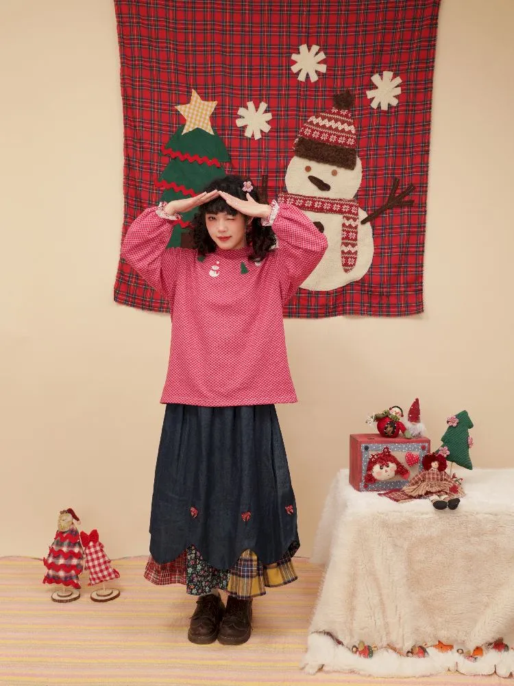 Petal Ribbon Quilted Denim Half-body Skirt【s0000005578】