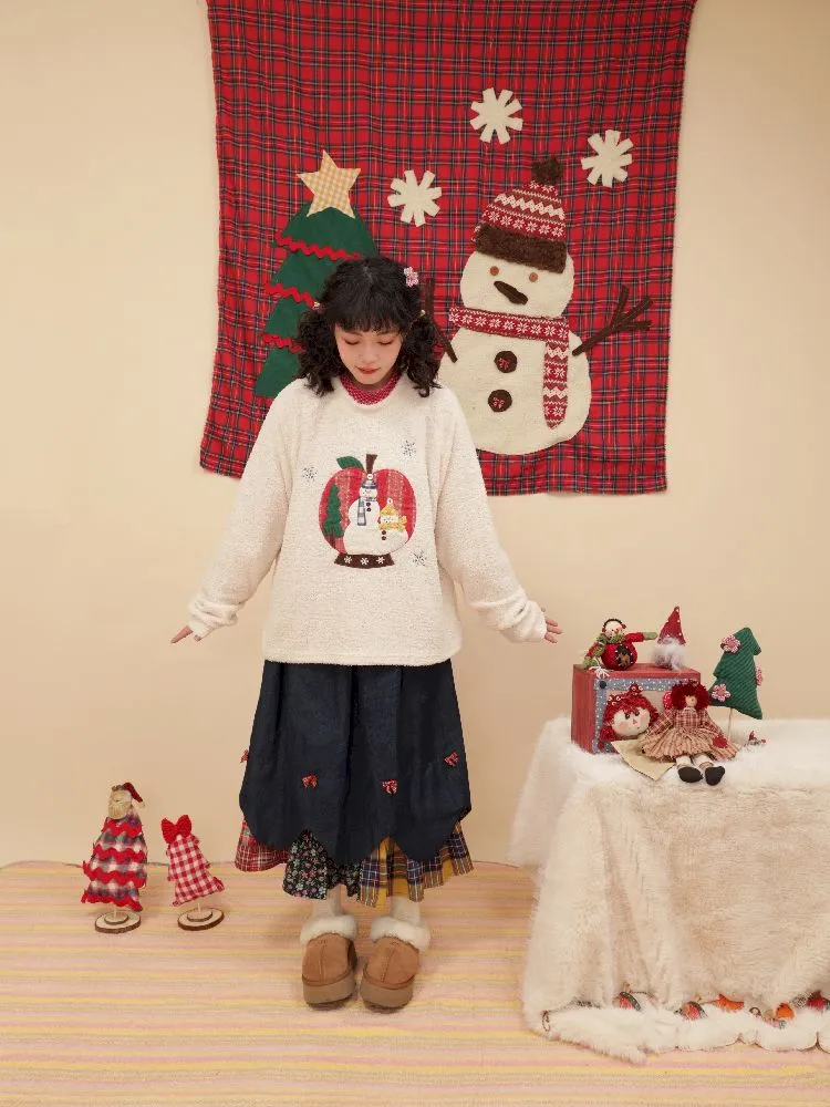 Petal Ribbon Quilted Denim Half-body Skirt【s0000005578】