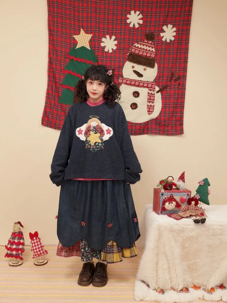 Petal Ribbon Quilted Denim Half-body Skirt【s0000005578】