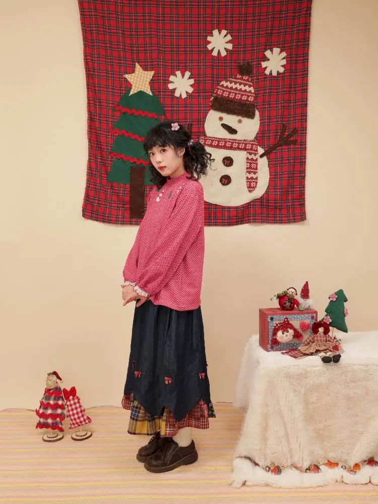 Petal Ribbon Quilted Denim Half-body Skirt【s0000005578】
