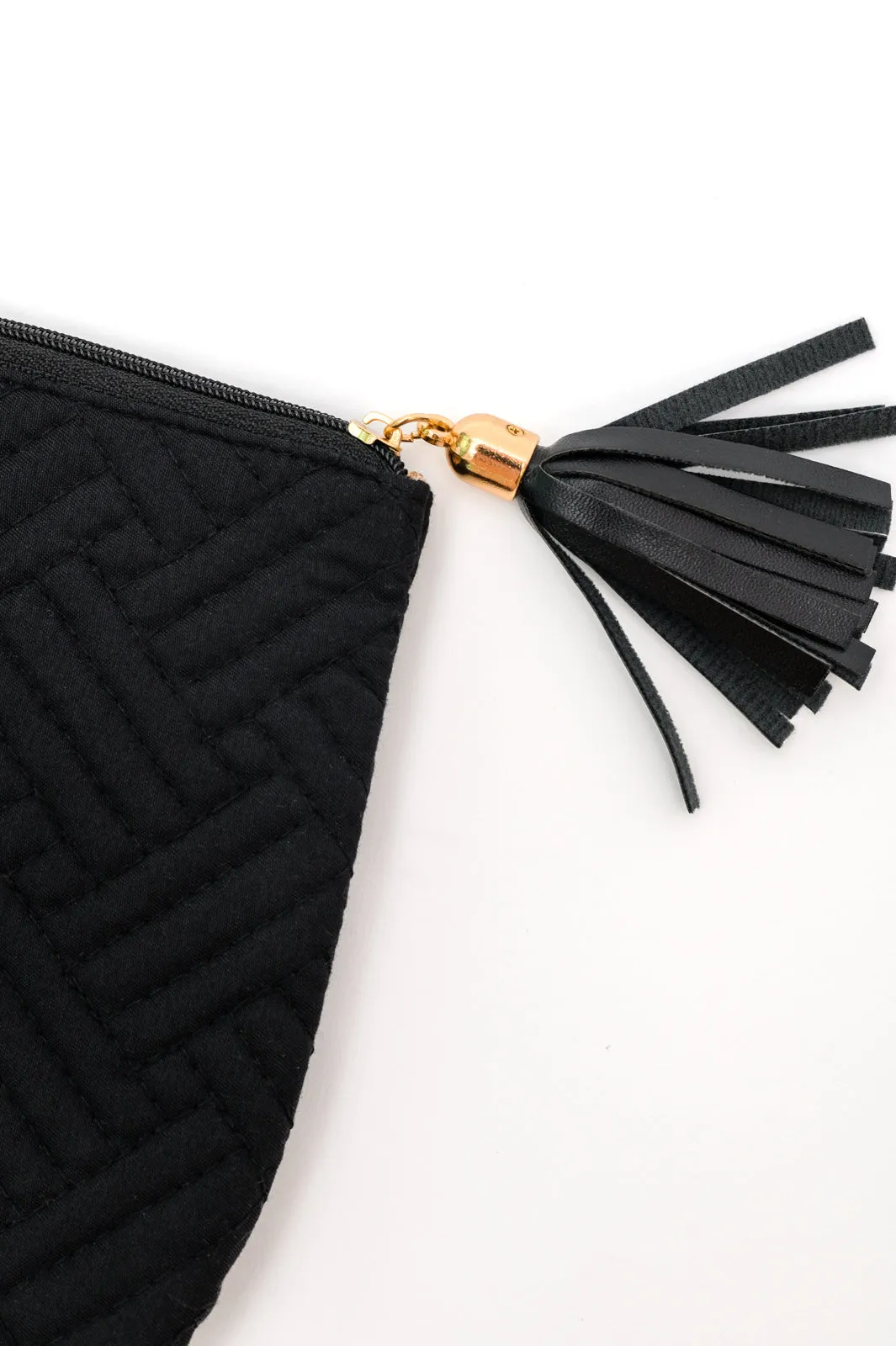 Quilted Travel Zip Pouch in Black (Ships in 1-2 Weeks) - 11/10