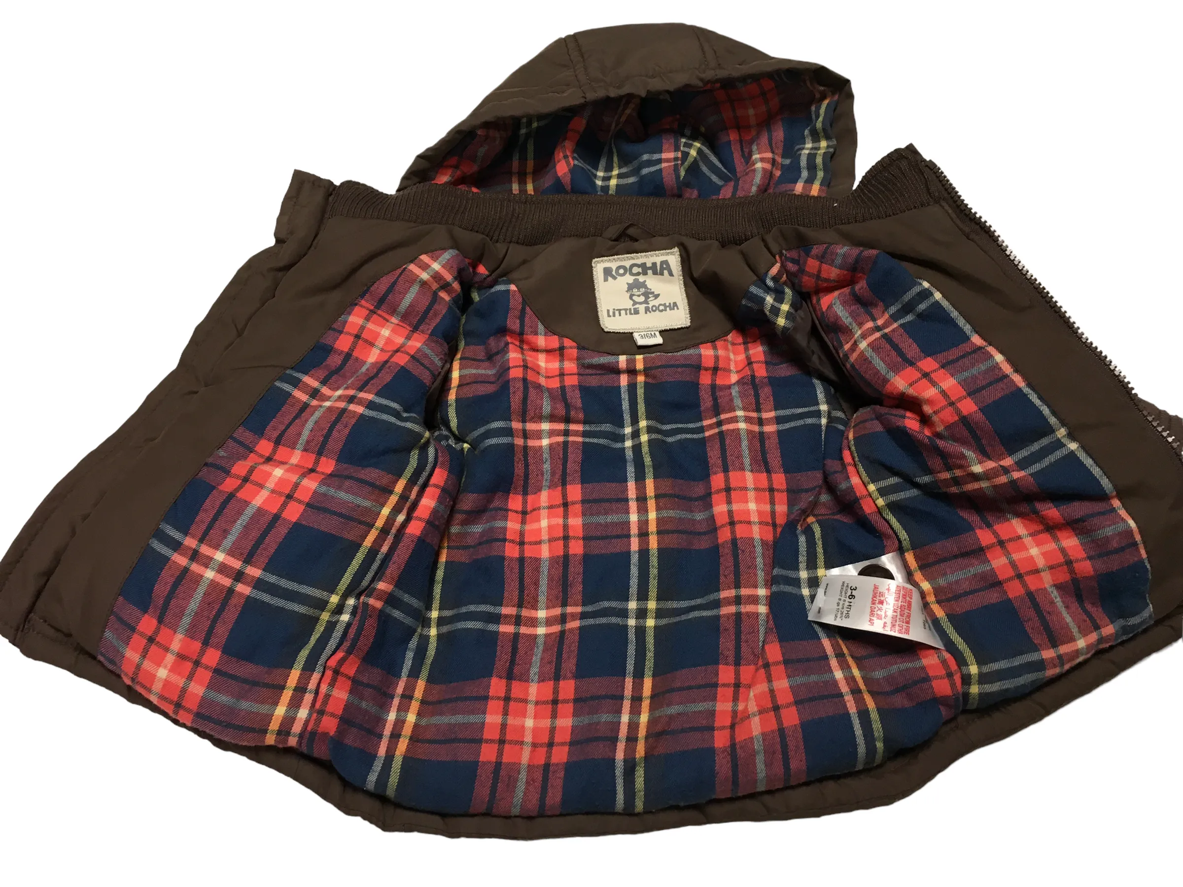Rocha Little Rocha Brown Padded Coat with Hood Baby - Boys 3-6m