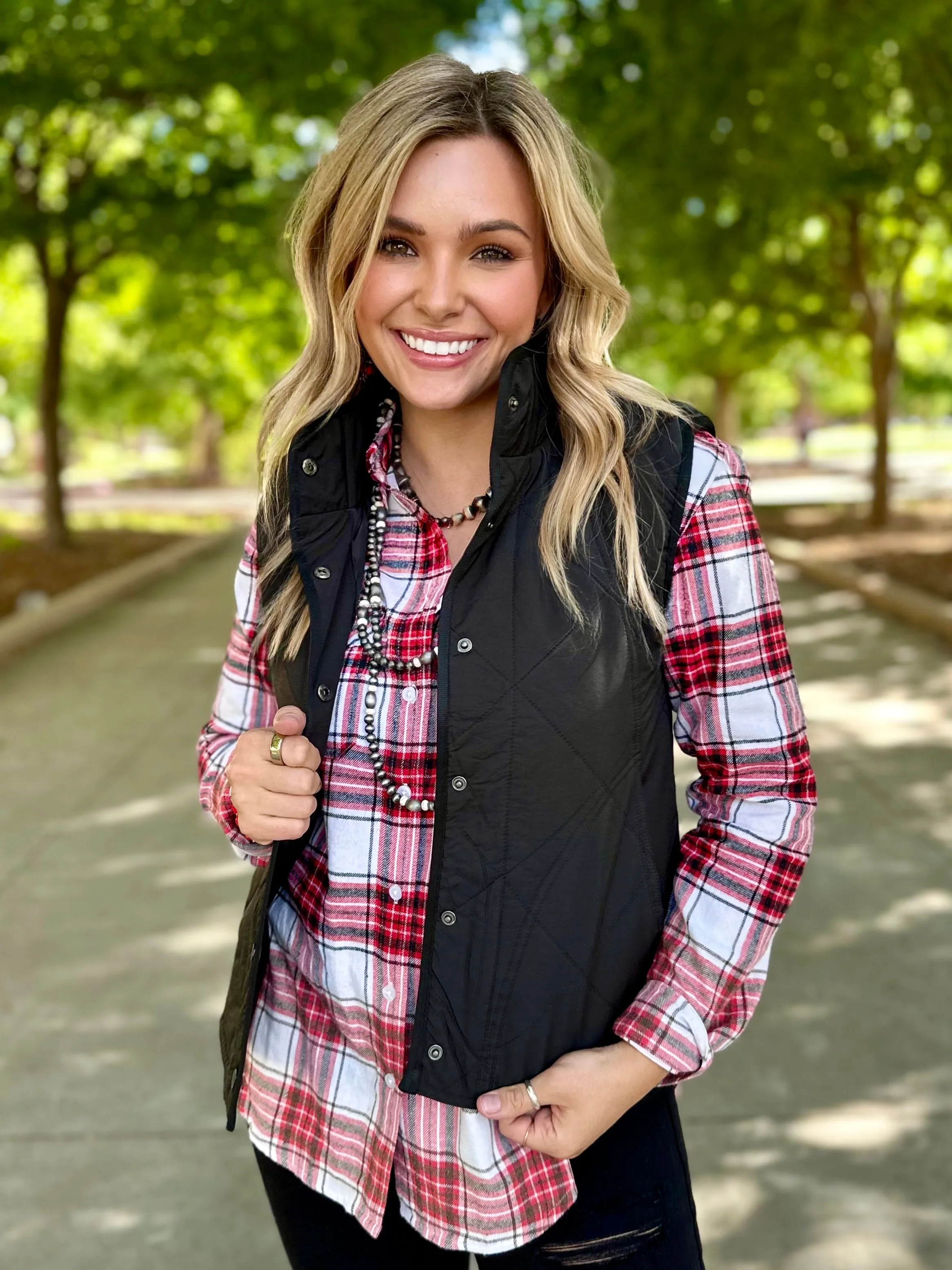 Small Town Black Quilted Vest