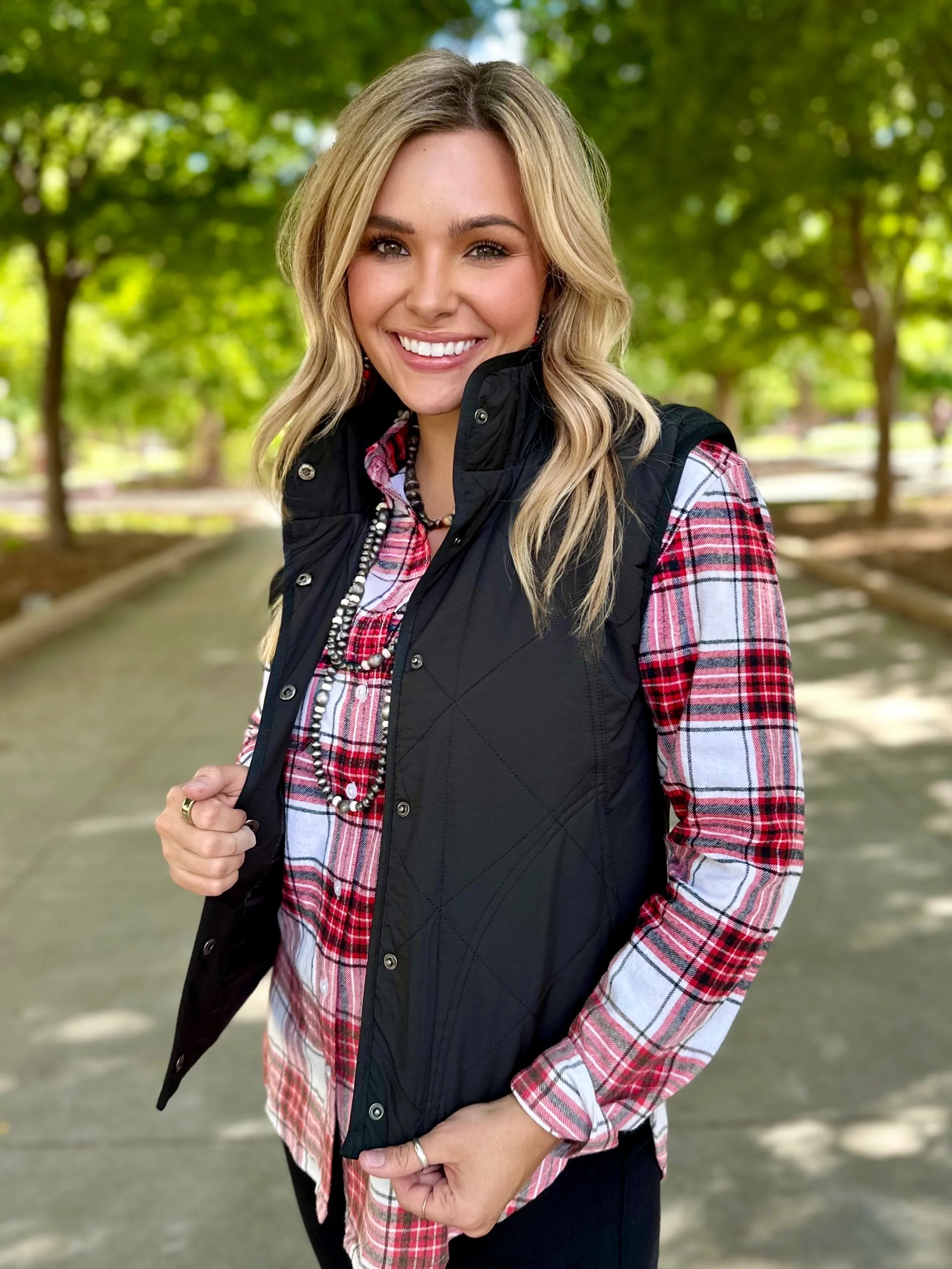 Small Town Black Quilted Vest