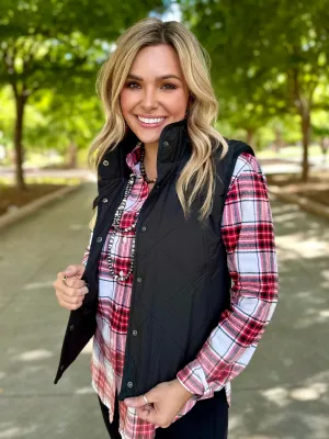 Small Town Black Quilted Vest