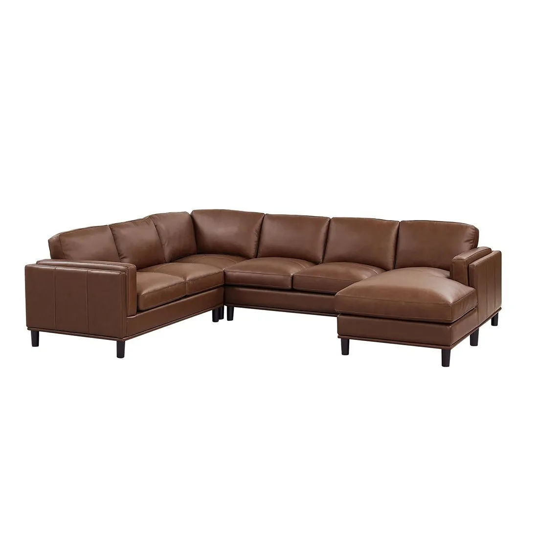 Steno 6 Seater U Shape Leatherette Modular Sofa for Living Room - Dark Brown