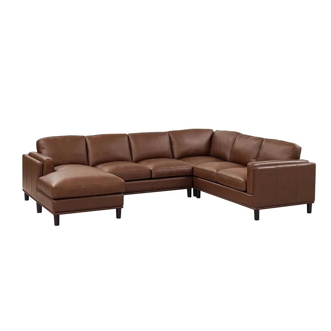 Steno 6 Seater U Shape Leatherette Modular Sofa for Living Room - Dark Brown