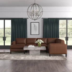 Steno 6 Seater U Shape Leatherette Modular Sofa for Living Room - Dark Brown