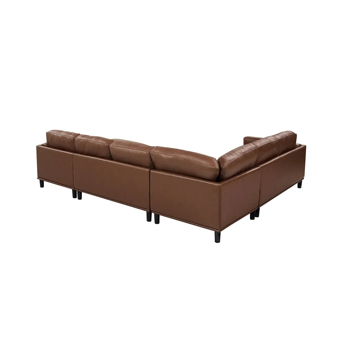 Steno 6 Seater U Shape Leatherette Modular Sofa for Living Room - Dark Brown