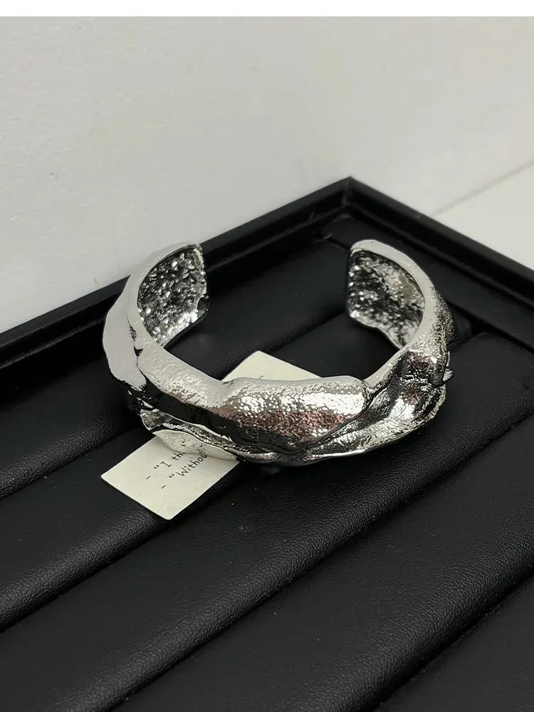 TEEK - Vintage Metal Irregular Lava Textured Bracelets