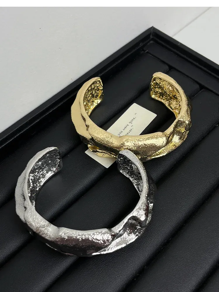 TEEK - Vintage Metal Irregular Lava Textured Bracelets