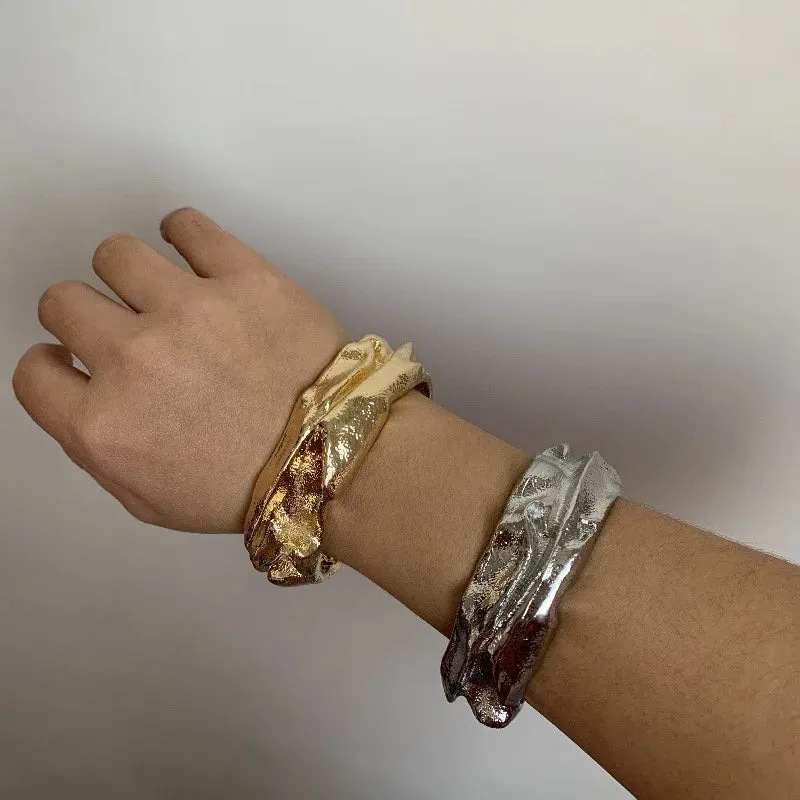 TEEK - Vintage Metal Irregular Lava Textured Bracelets