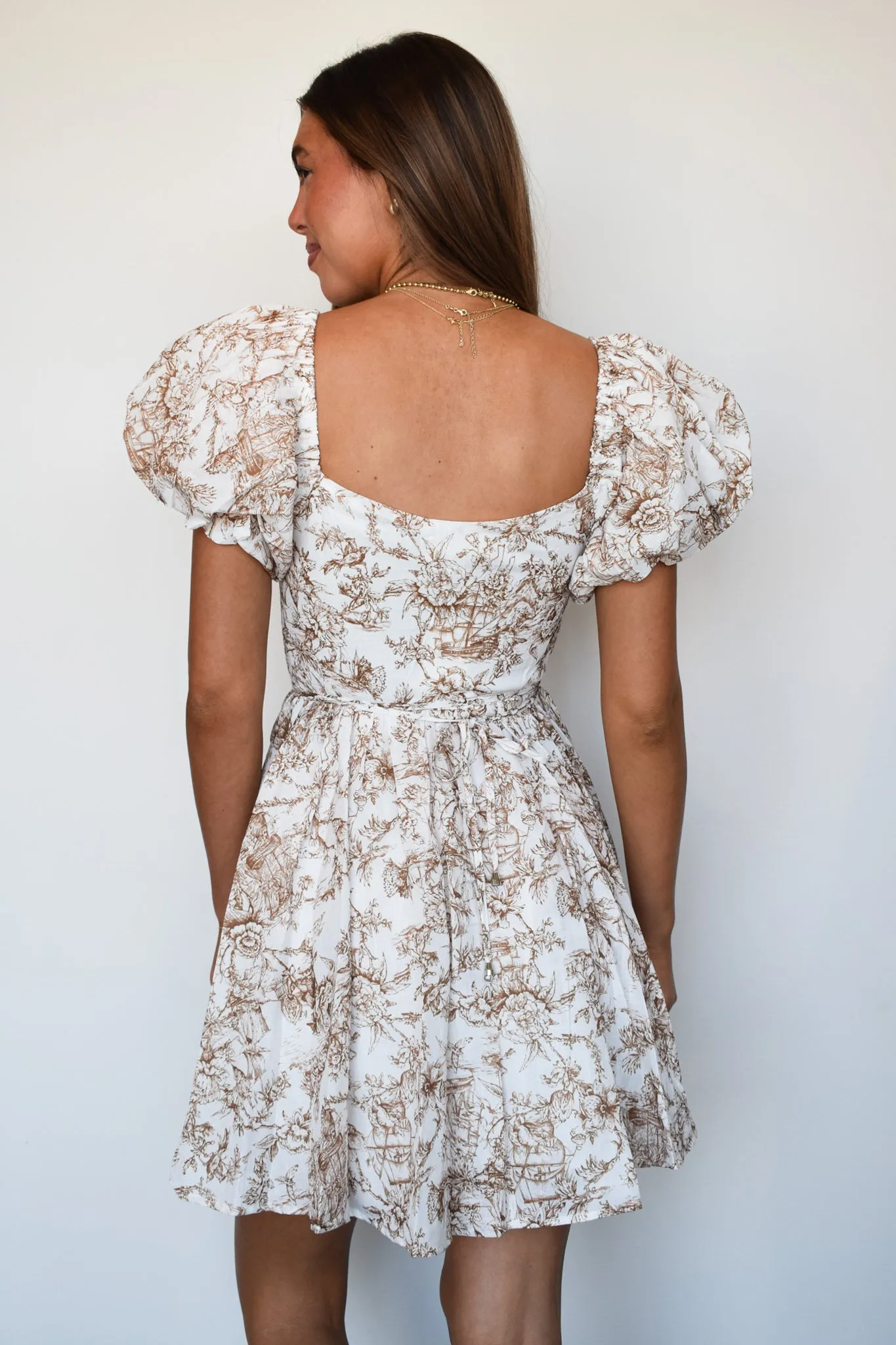 Toile Smocked Mini Dress- Natural