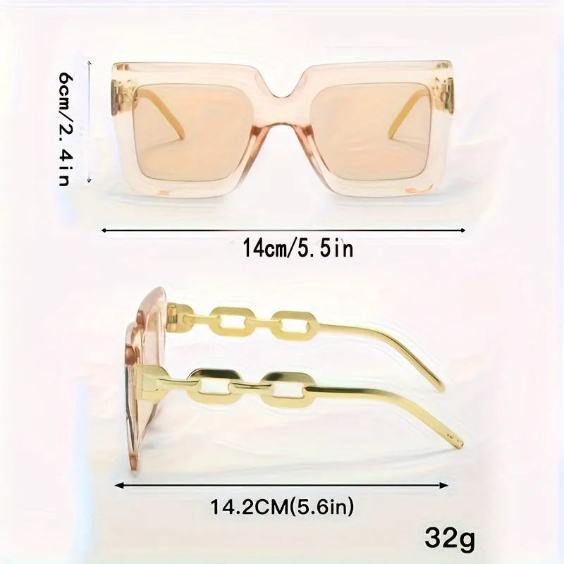 Travelready Vintage UV Square Sunglasses with Chain Shaped Temple