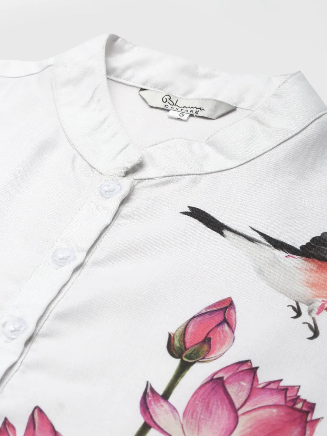 White & Pink Floral Printed Top